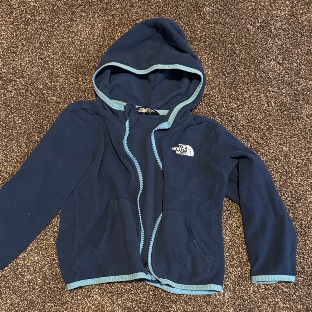 The North Face Kids Dark Blue Hoodie with Light Blue Trim